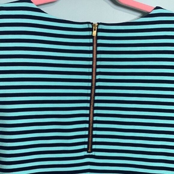 Lilly Pulitzer Charlene Aqua Stripe Ottoman Pocket Dress - Picture 10 of 11